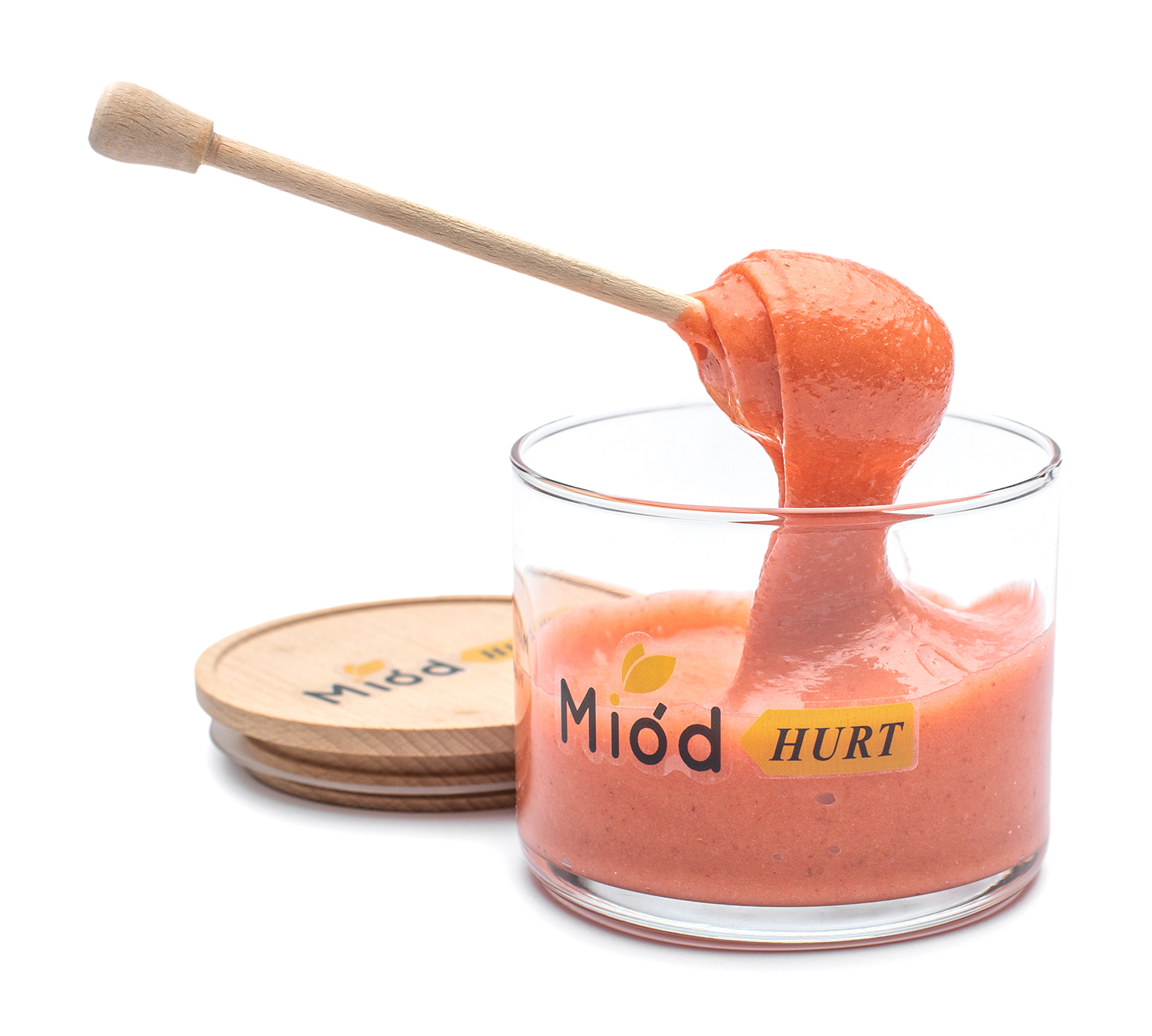 MiodoMix - Miód Wielokwiatowy Kremowany z Truskawką (słoik szklany 400 g) - Karton 40 sztuk