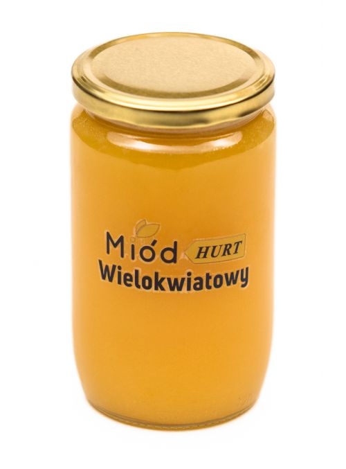 Miód Wielokwiatowy Słonecznikowy Gęsty (słoik szklany 950g) - Karton 12 sztuk