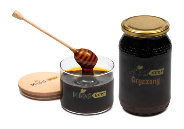 Miód Gryczany Gęsty (słoik szklany 1,2 kg) - Karton 12 sztuk