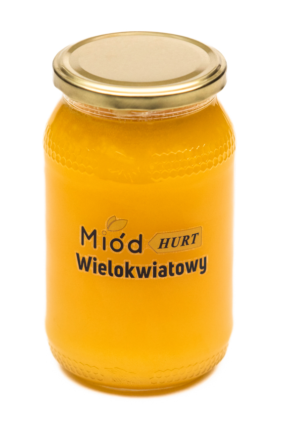 Miód Wielokwiatowy Słonecznikowy Gęsty (słoik szklany 1,2 kg) - Karton 12 sztuk